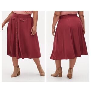 NWOT Torrid Midi Challis Button-Front Skirt 1